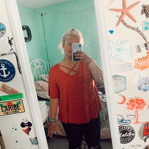 Mossimo Super Comfortable Flowy Red/Orange T-shirt